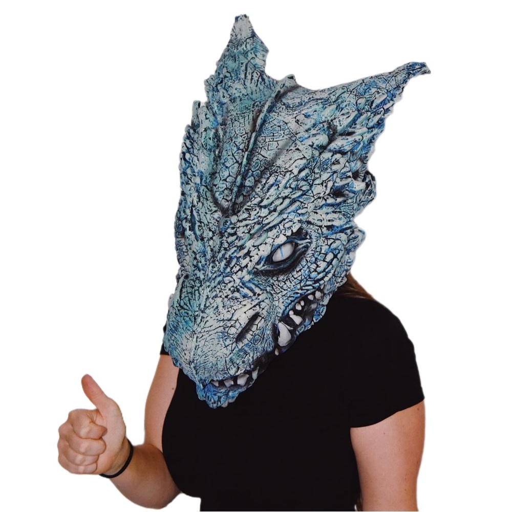 WINTER ARCTIC DRAGON COSTUME FANTASY SERPENTINE COSPLAY MASK Game of Thrones Blu - Picture 1 of 9